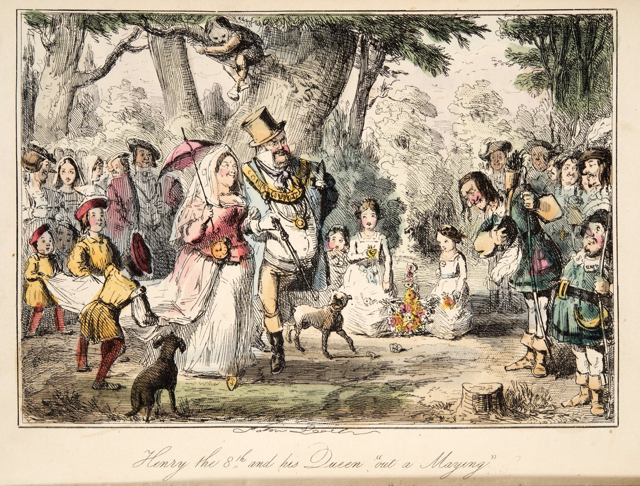 Henry VIII and his Queen Out-a-Maying, from The Comic History of England by John Leech