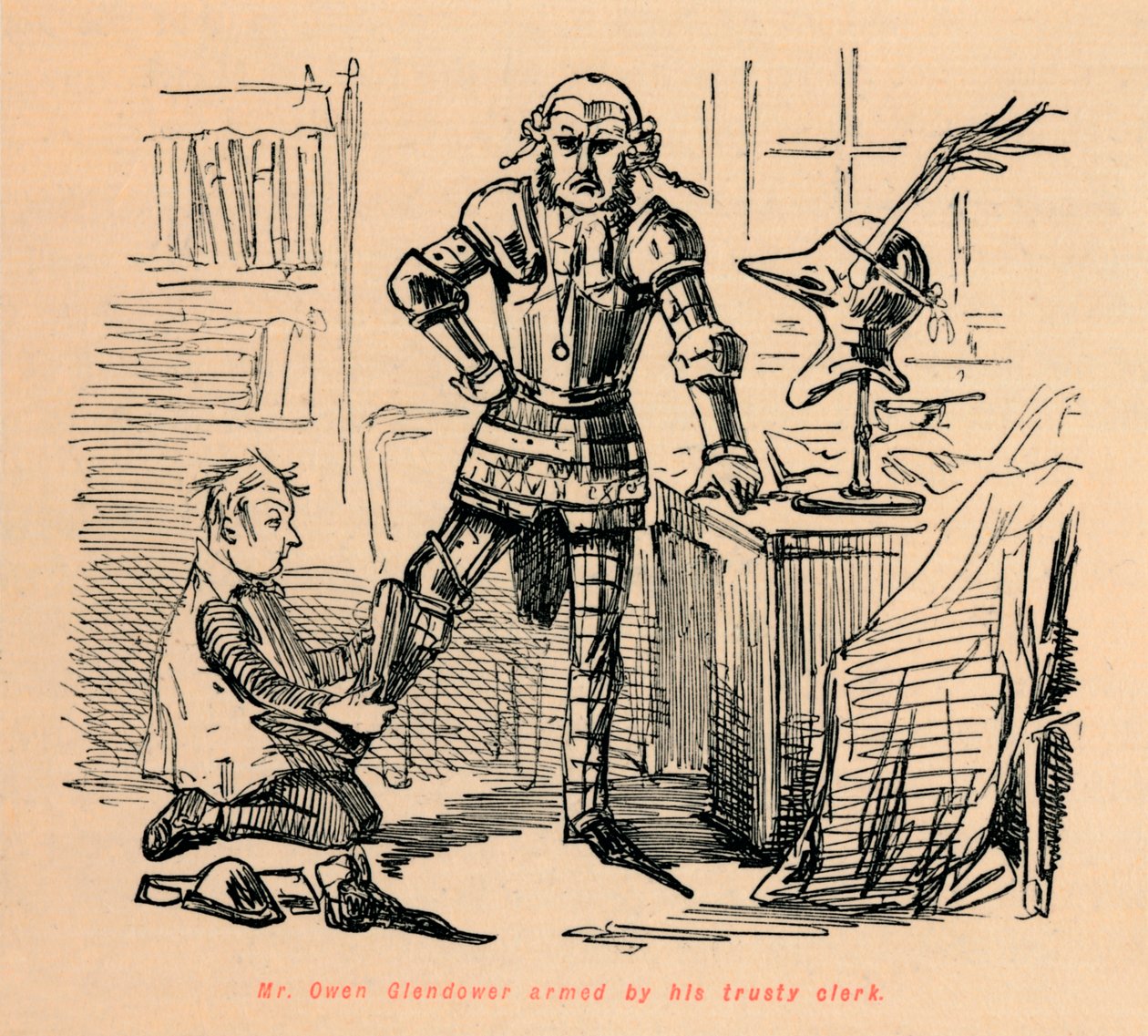 Mr. Owen Glendower Armed by His Trusty Clerk by John Leech
