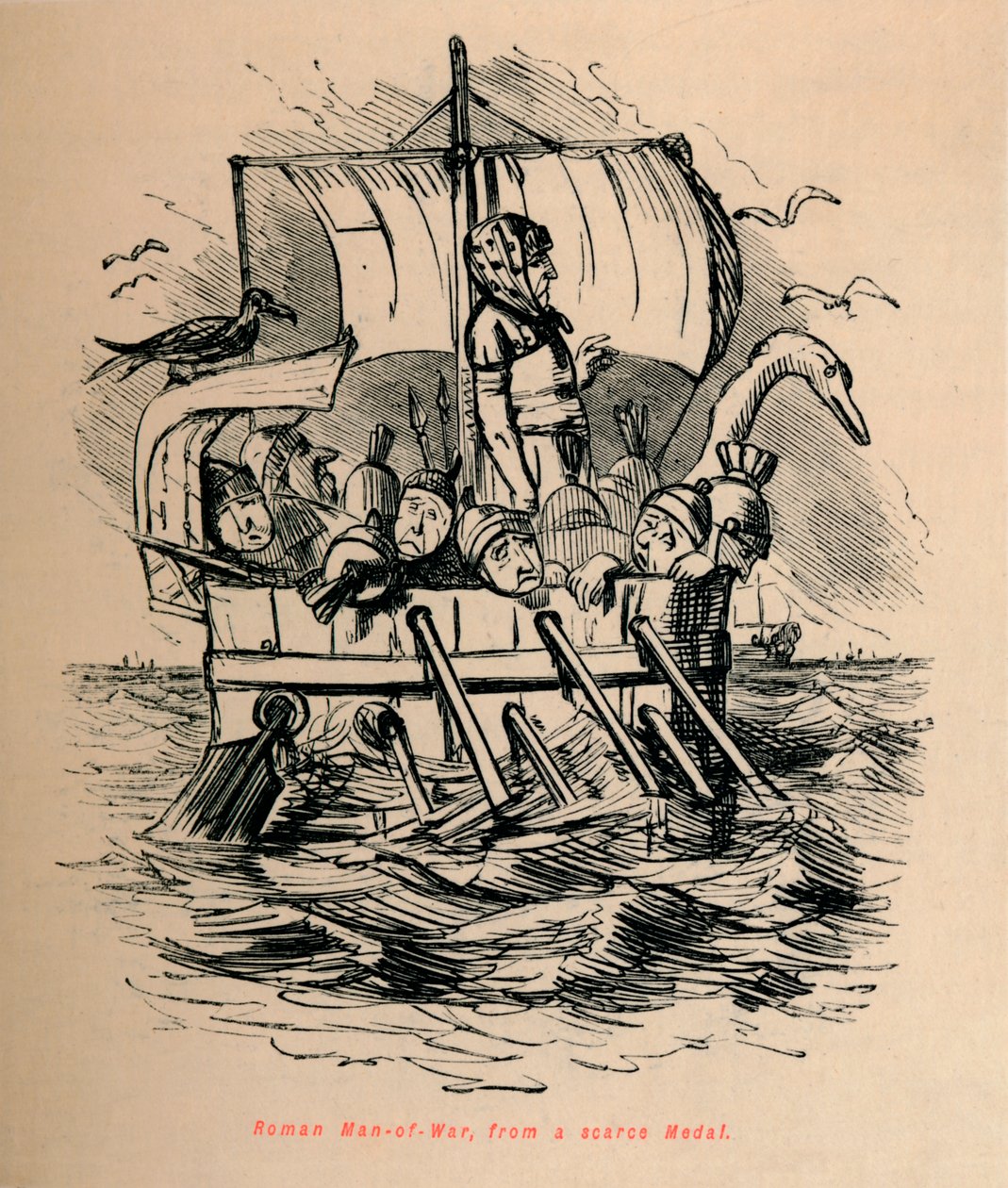 Roman Man-of-War, from a Scarce Medal by John Leech