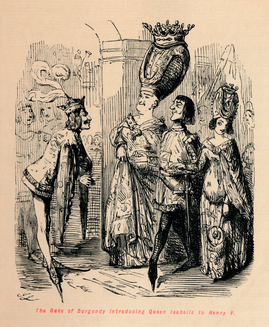The Duke of Burgundy introducing Queen Isabella to Henry V by John Leech