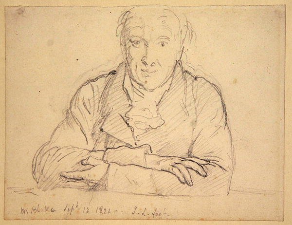 Half length of Blake, full face, arms crossed by John Linnell