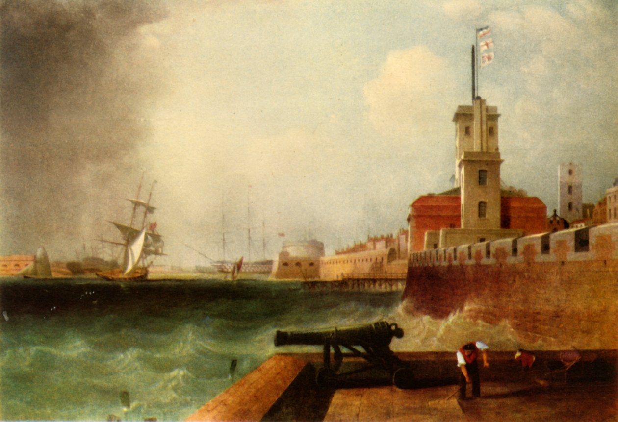 High tide below the Battery, Portsmouth Harbour, 1846 by John Lynn
