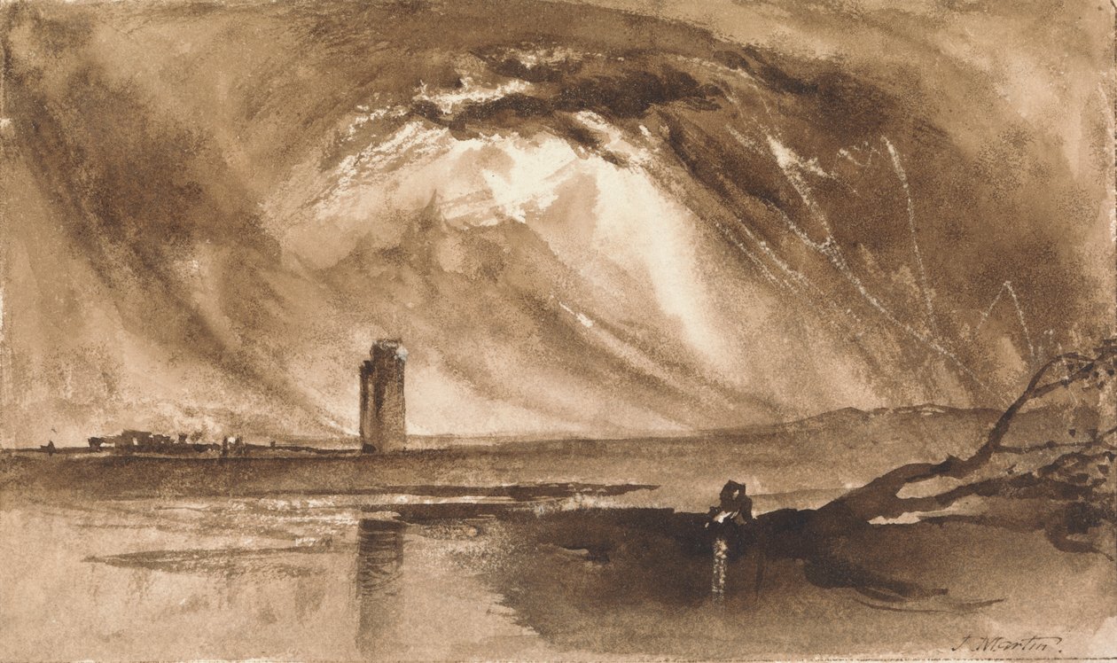 Landscape with Tower and Approaching Storm by John Martin