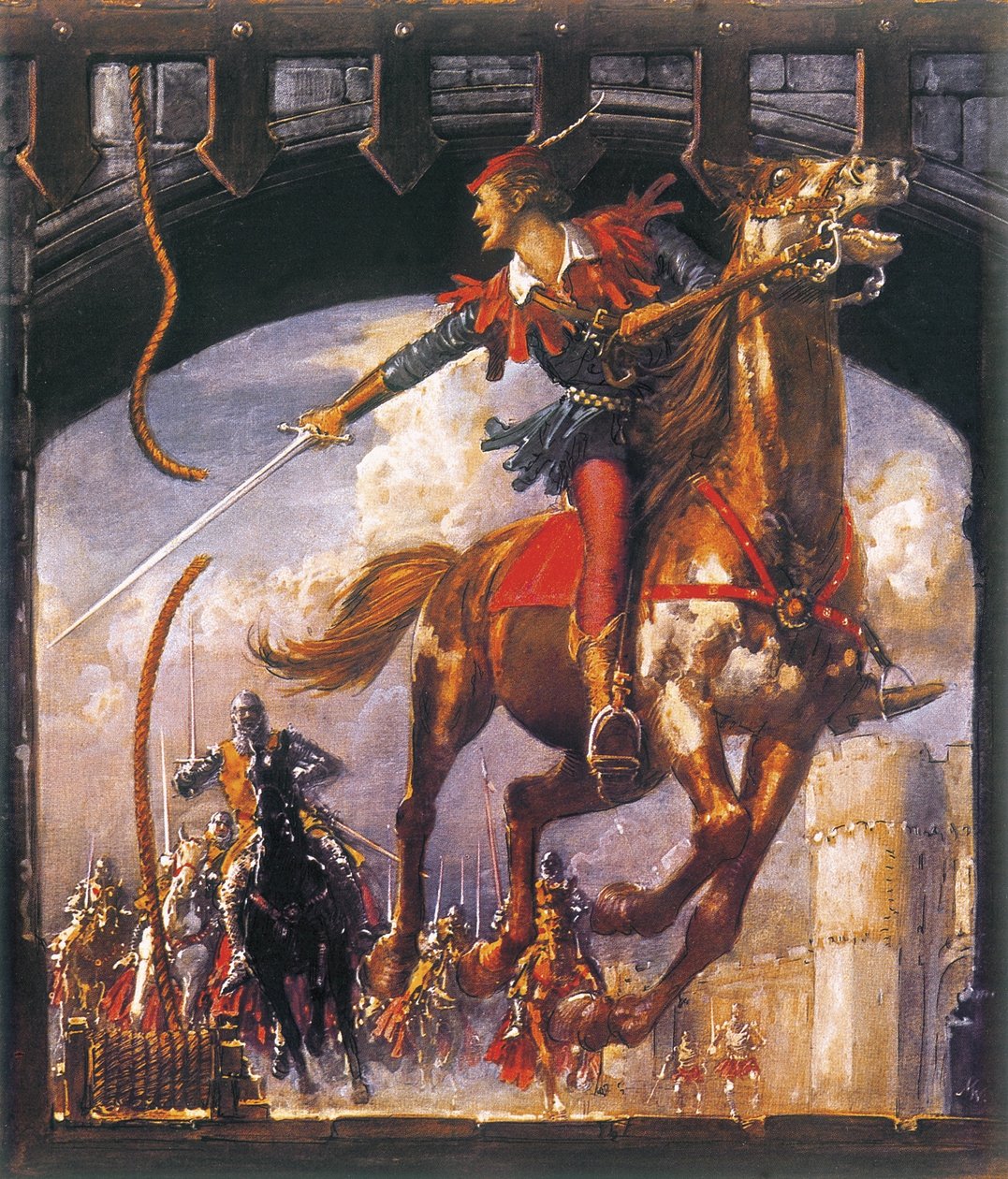 Robin Hood Being Chased by Norman Soldiers by John Millar Watt