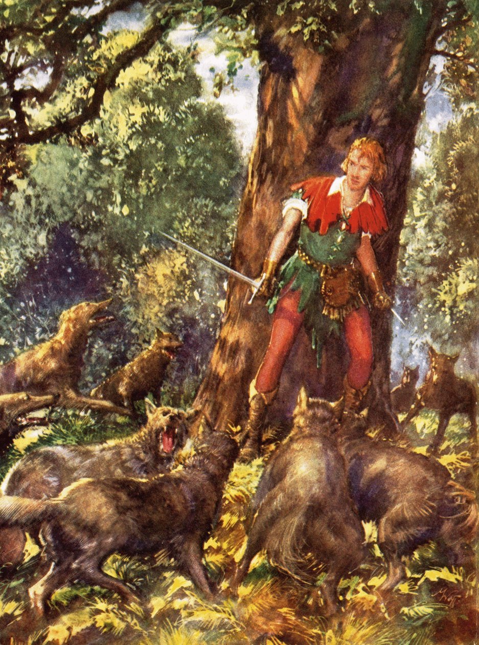 Robin Hood Trapped by Wolves by John Millar Watt