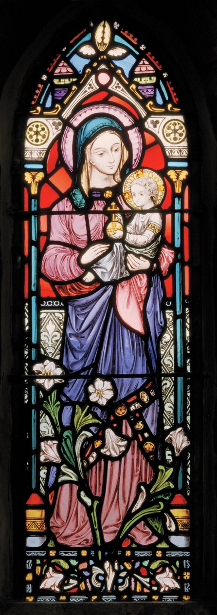 Dover, St Mary In Castro, Lavers & Barraud, John Millner Allen (1827-1902), Madonna & Child, 1861, adapted from Gilbert Scott by John Millner Allen
