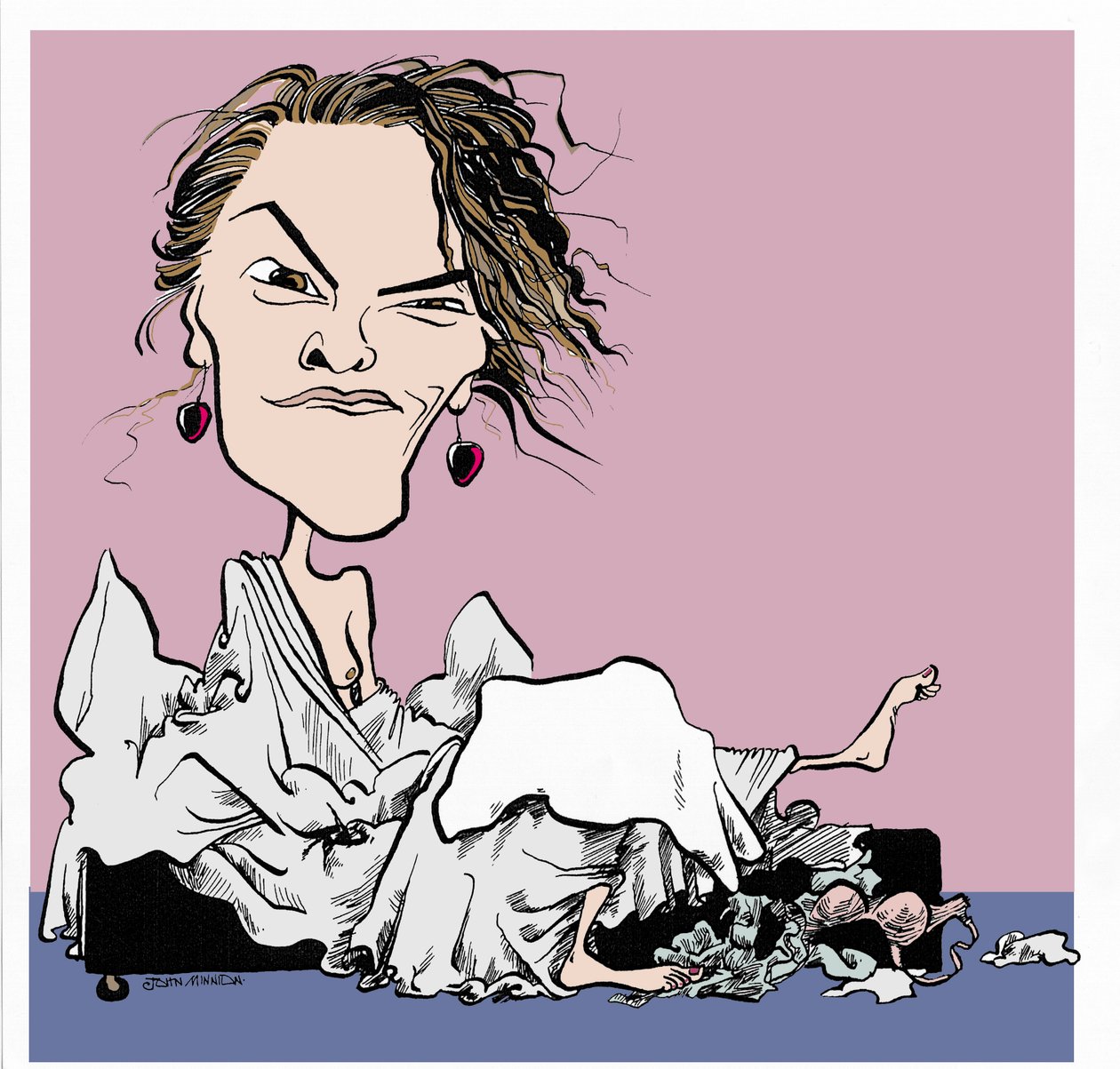 Tracey Emin, caricature by John Minnion