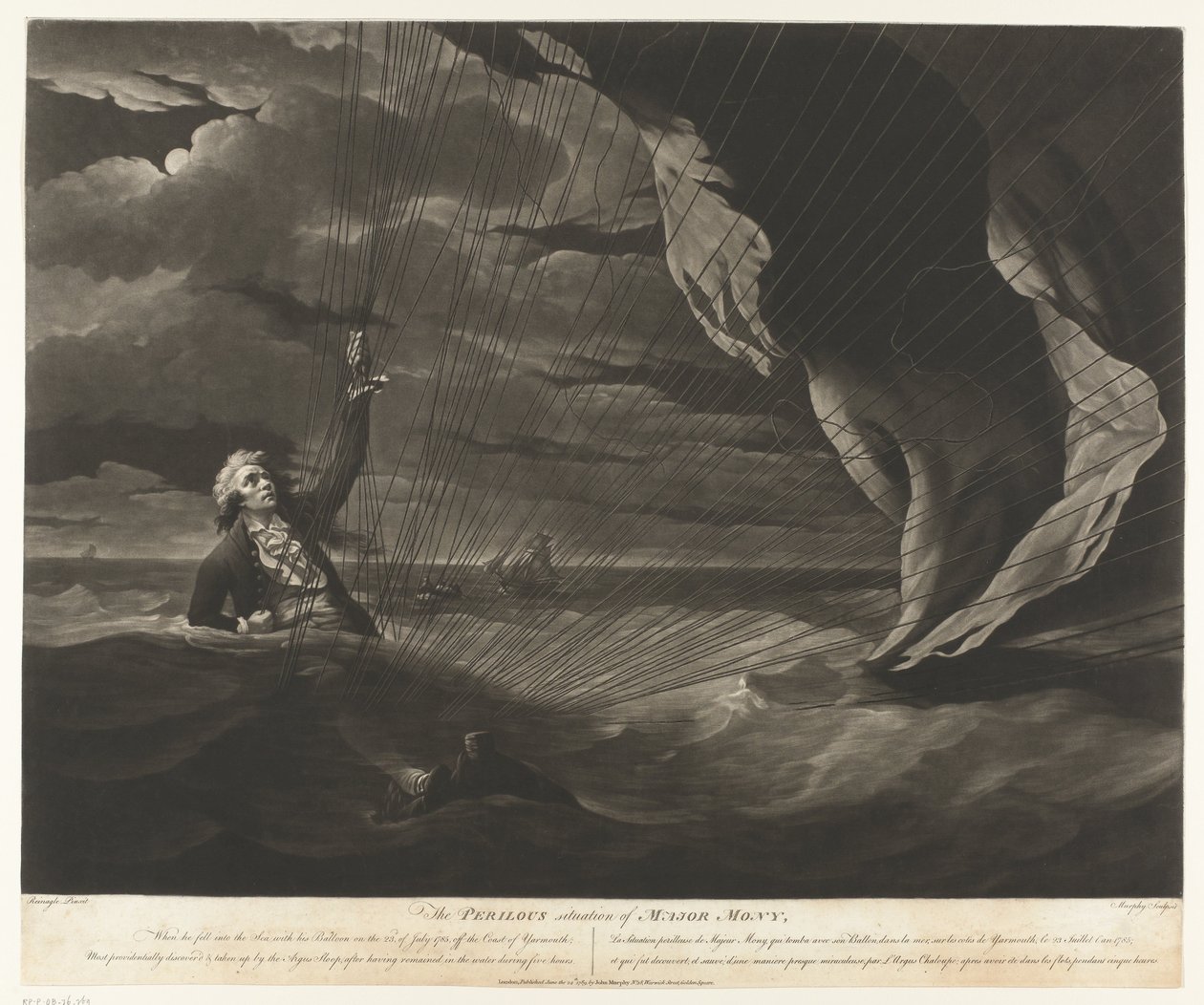 John Money with His Balloon Crashed into the Sea The Perilous Situation of Major Mony, July 23, 1785 by John Murphy