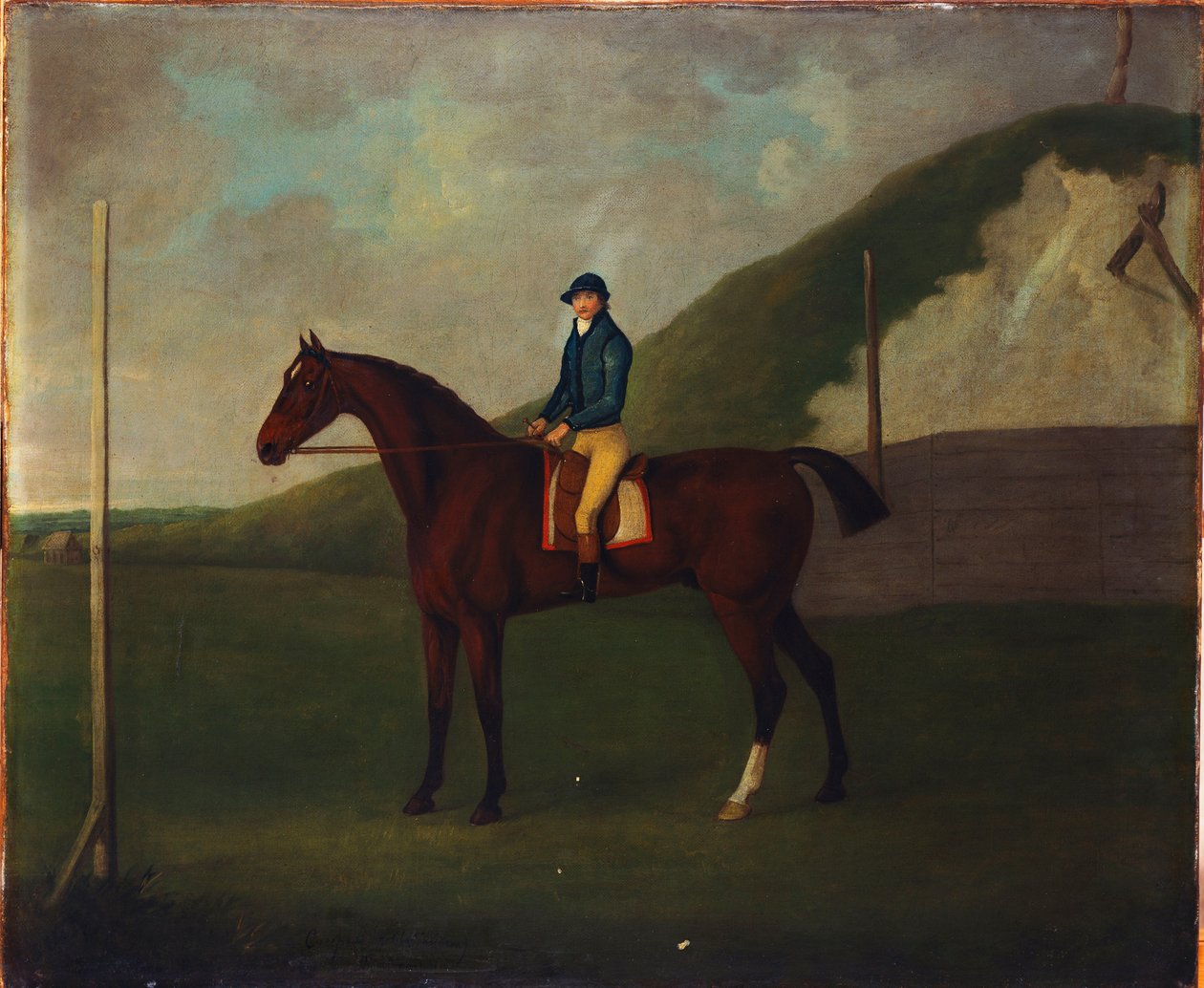"Creeper", A Bay Colt with Jockey Up at the Starting Post at the Running Gap in the Devil