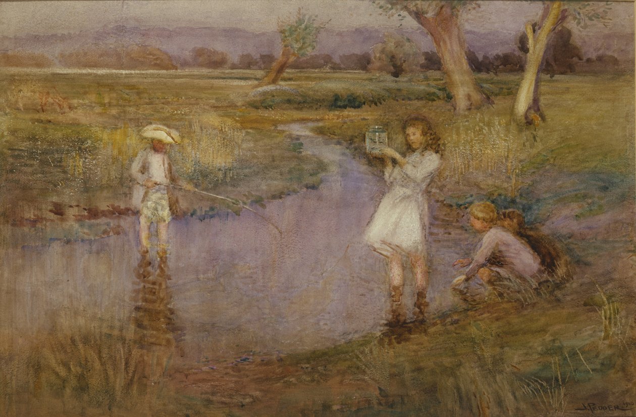 Catching Minnows - Town Meadows, Maidstone, Kent by John Pedder
