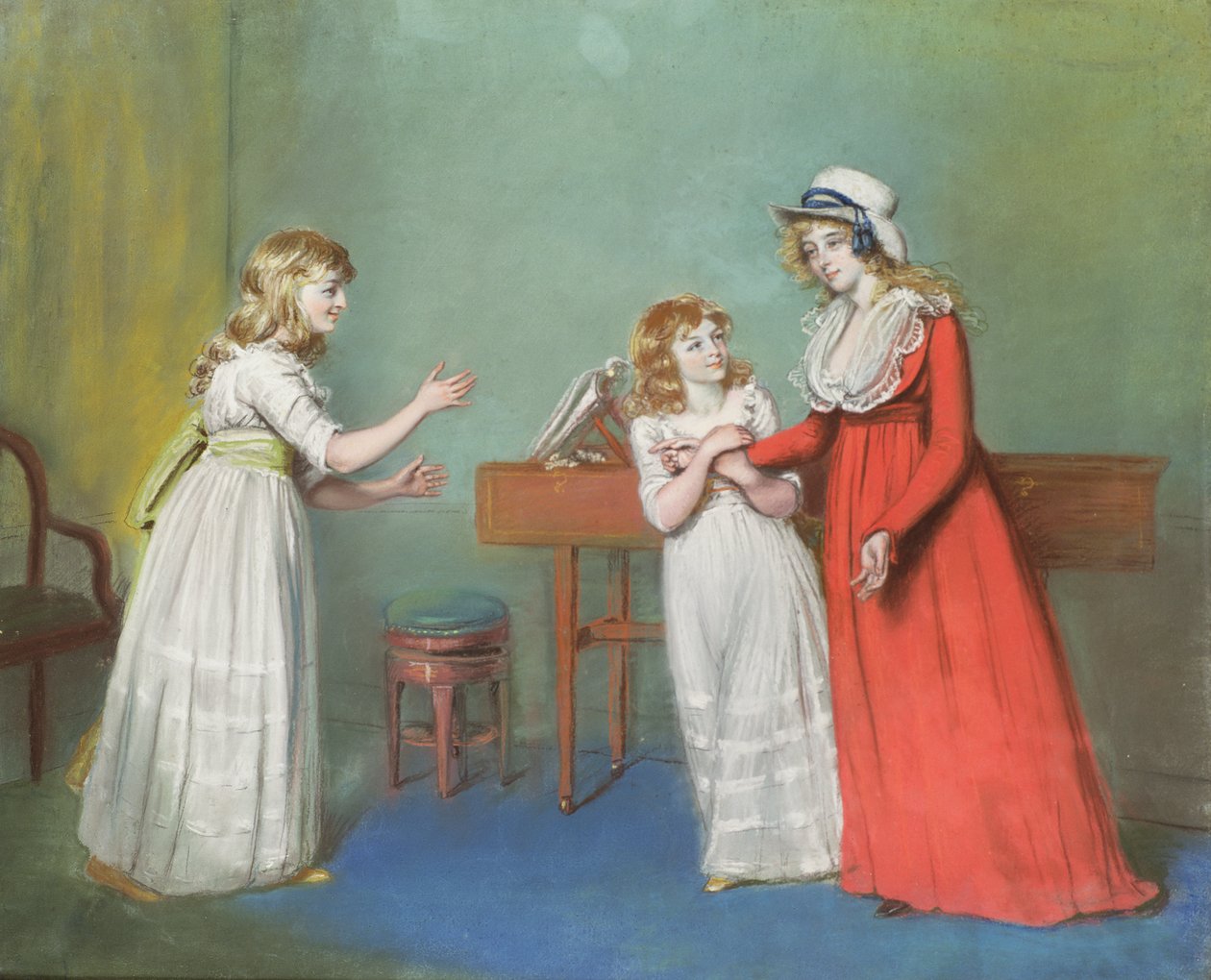 Mrs. Henderson, Mrs. Kendall and Mrs. Thompson, Daughters of Thomas Rowsby, Crome Hall, Malton, Yorkshire by John Raphael Smith