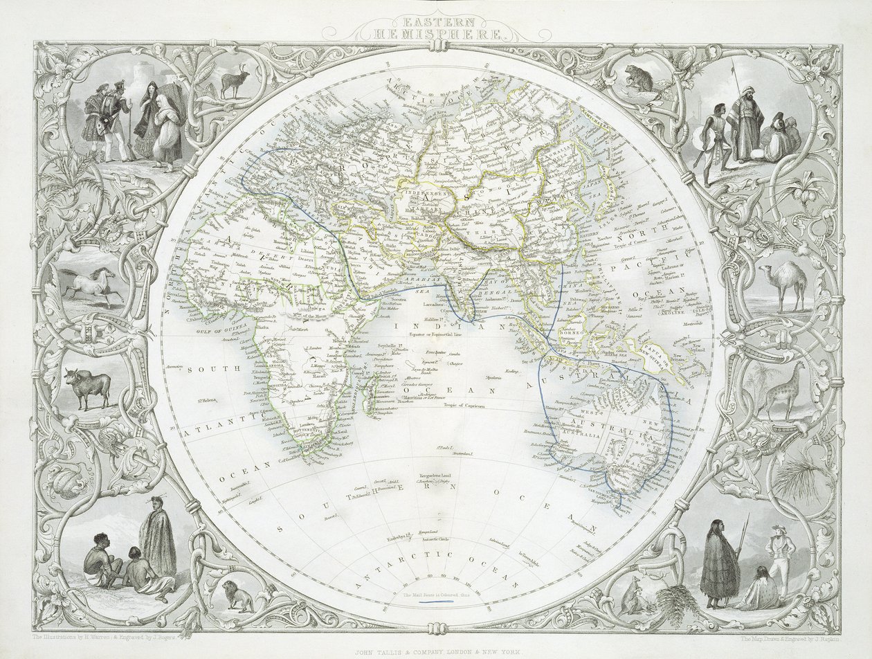 Eastern Hemisphere, from a Series of World Maps published by John Tallis and Co., New York and London by John Rapkin