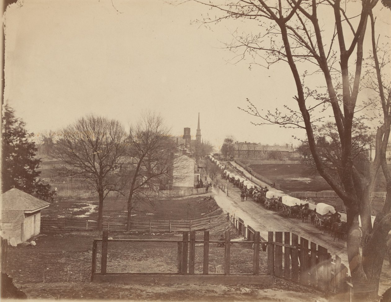 Train of Army Wagons Entering Petersburg, Virginia, April 1865 by John Reekie