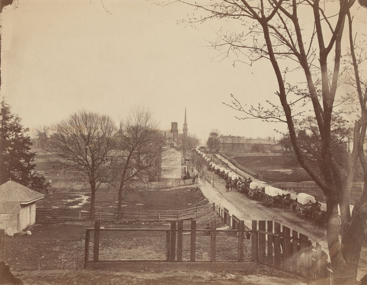 Train of Army Wagons Entering Petersburg, Virginia by John Reekie