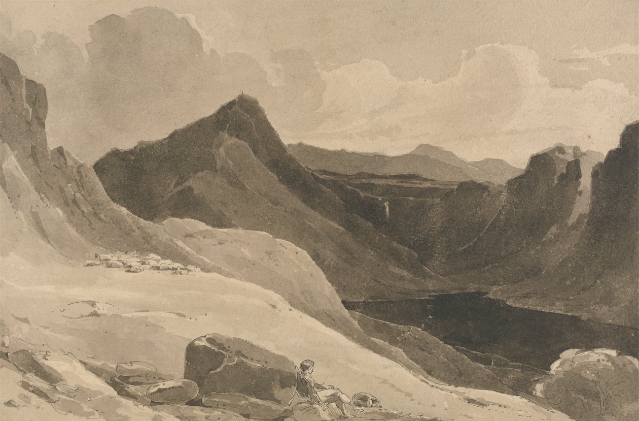 A Mountain Landscape with a Shepherd by John Renton