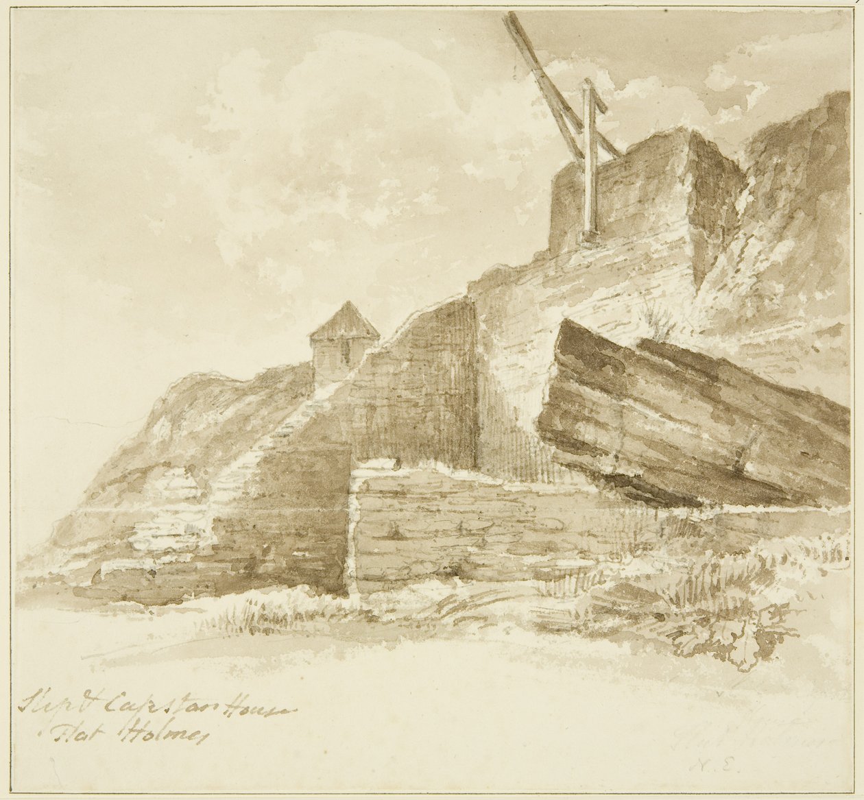 Slip and Capstan House, Flat Holm by John Reverend Eden