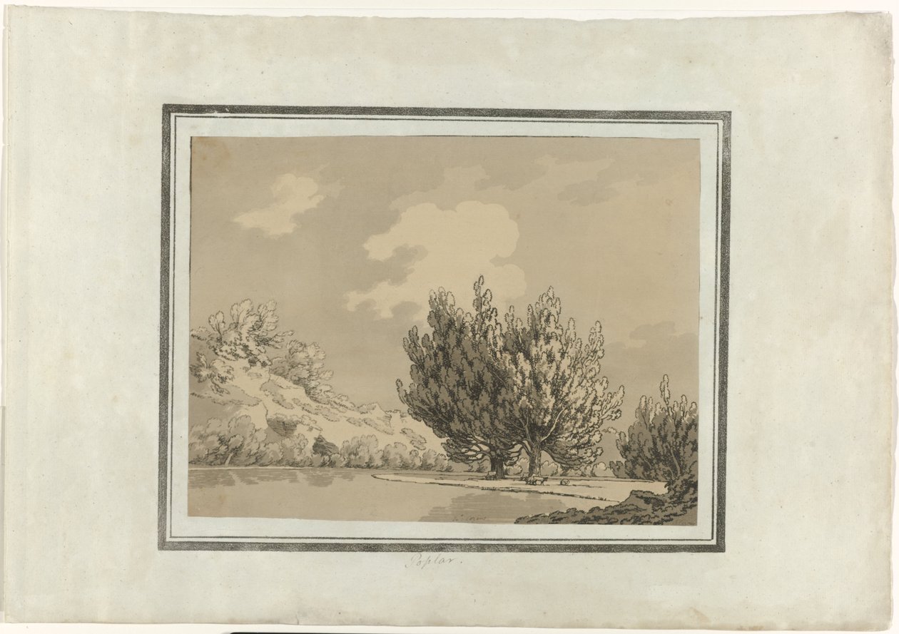 Poplar by John Robert Cozens (signed by artist)