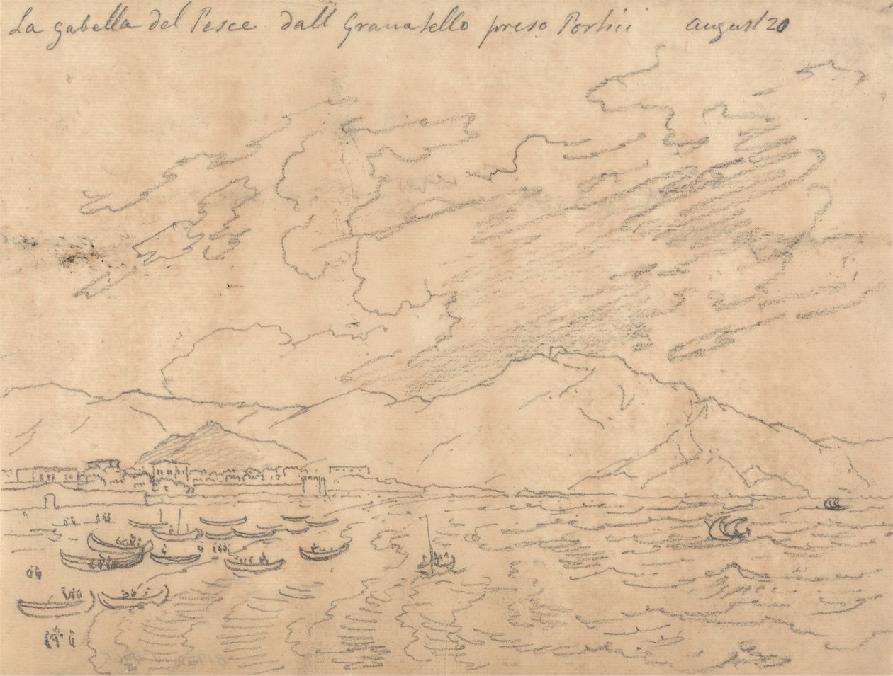 La Gabella del Pesce dall Granabello Preso Portici, August 20 by John Robert Cozens