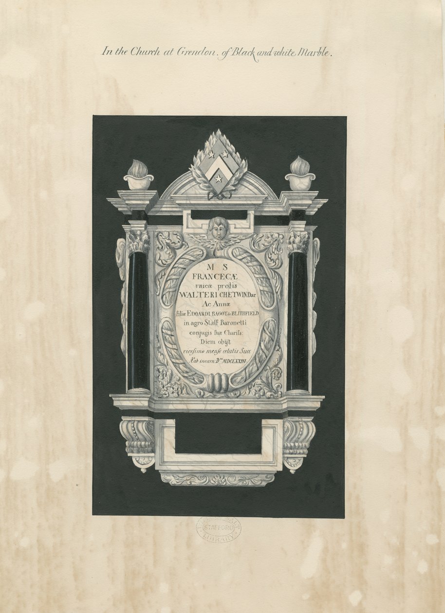 Tablet to Frances Chetwynd by John Robert Fernyhough