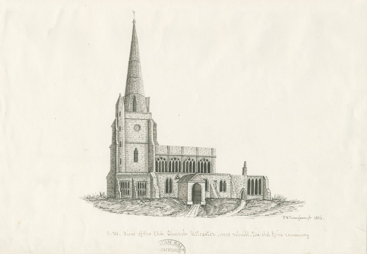 Uttoxeter Church [Old]: pen and ink drawing, 1836 by John Robert Fernyhough