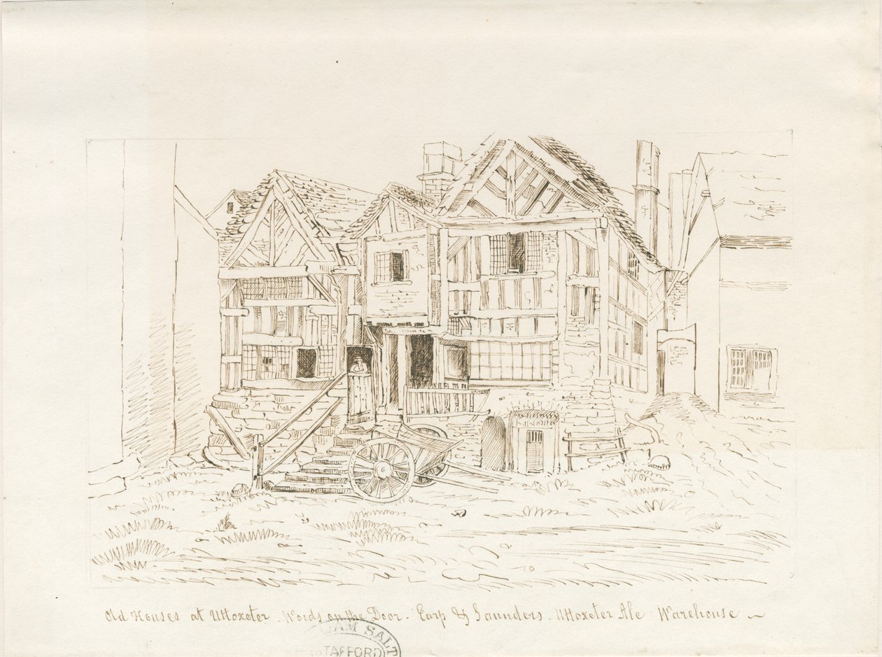 Uttoxeter Town - Ale Warehouse: pen and ink drawing, nd [mid 19th cent] by John Robert Fernyhough