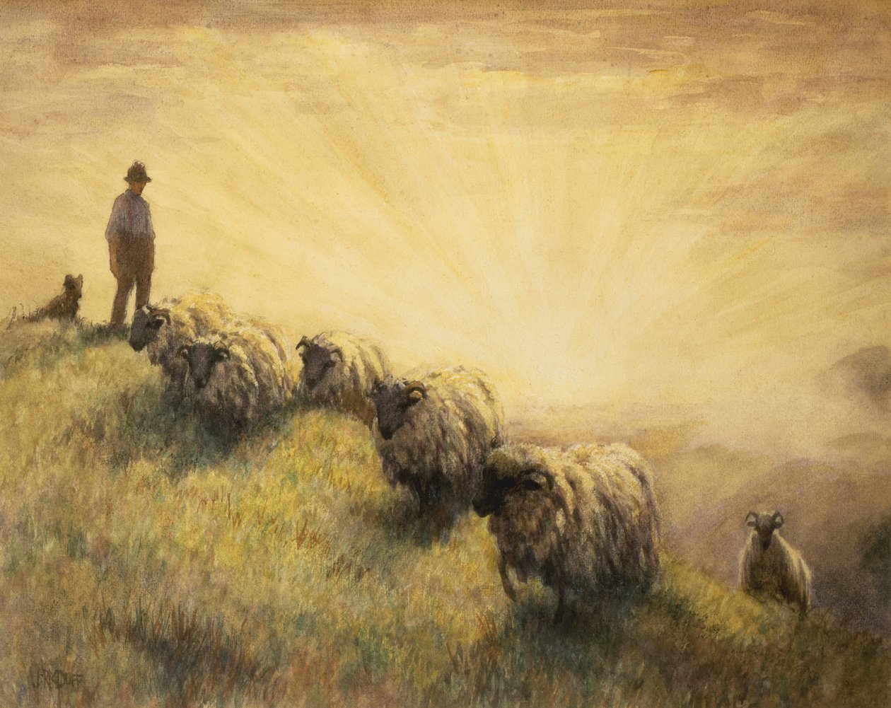 Shepherd Bringing Home his Flock by John Robert Keitley Duff