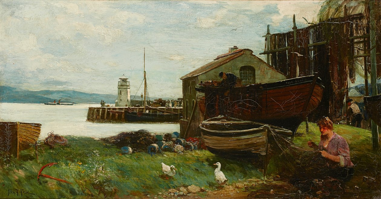 Mending the Nets, Ardrishaig by John Robertson Reid