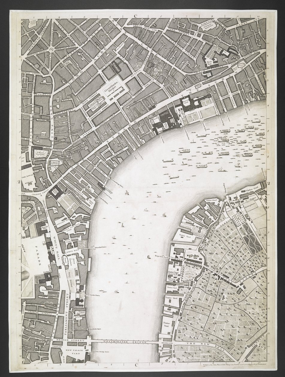Plan of London, The Strand, Westminster Bridge by John Rocque