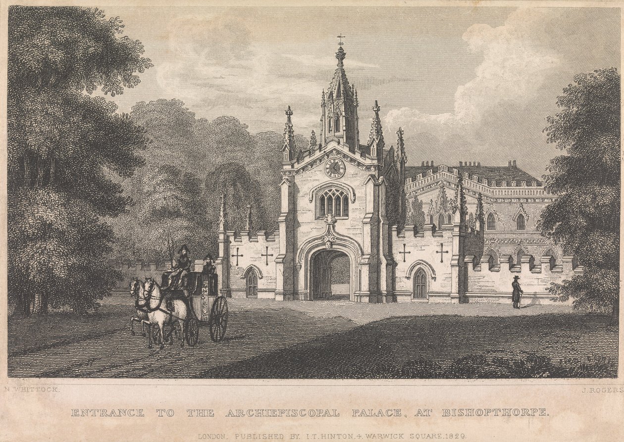 Entrance to the Archiepiscopal Palace, at Bishopthorpe (published by I. T. Hinton); page 34 (Volume One) by John Rogers