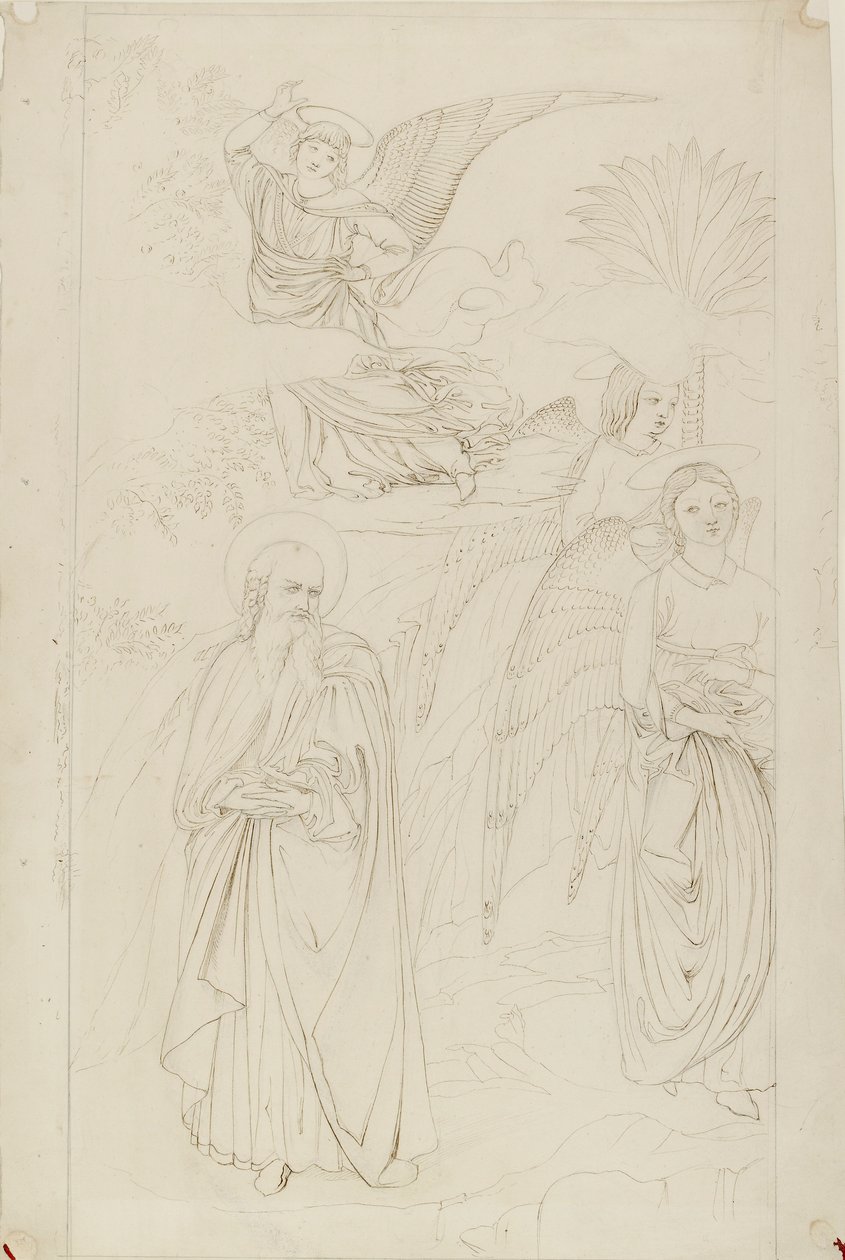 Drawing of Abraham Parting from the Angels from Benozzo Gozzoli by John Ruskin