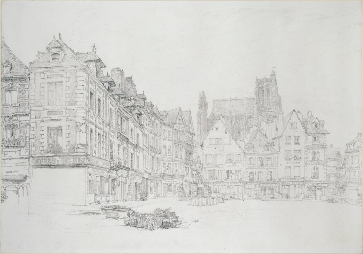 Study for (detail) of the Market-Place, Abbeville, September - October 1868 by John Ruskin