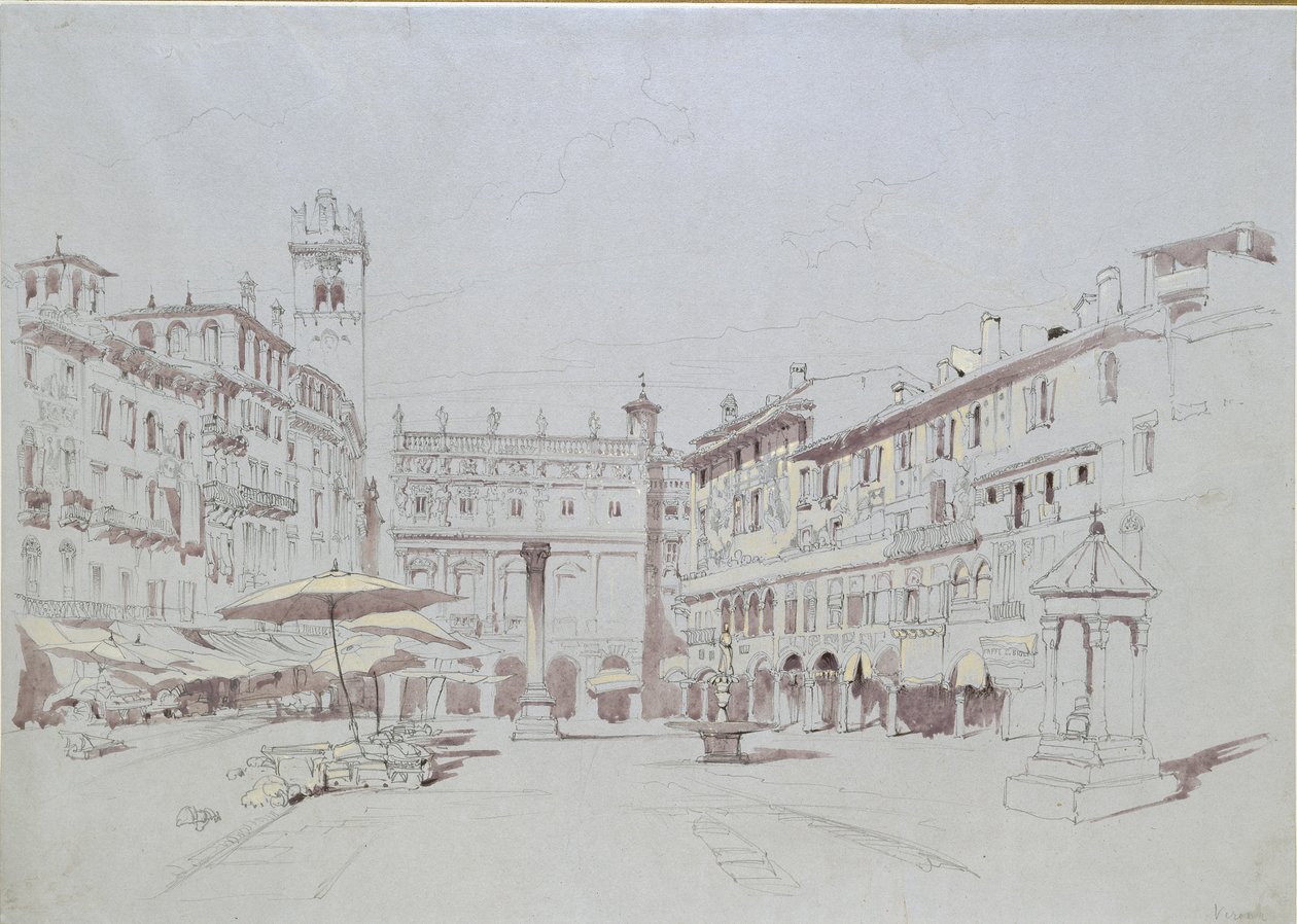 Study for Detail of the Piazza delle Erbe, Verona, May 19, 1841 by John Ruskin