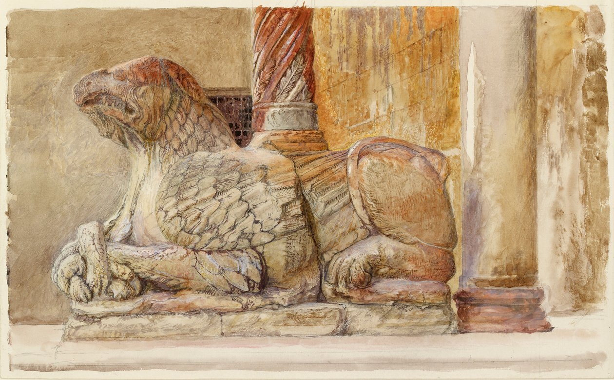The Gryphon Bearing the North Shaft of the West Entrance of the Duomo, Verona by John Ruskin