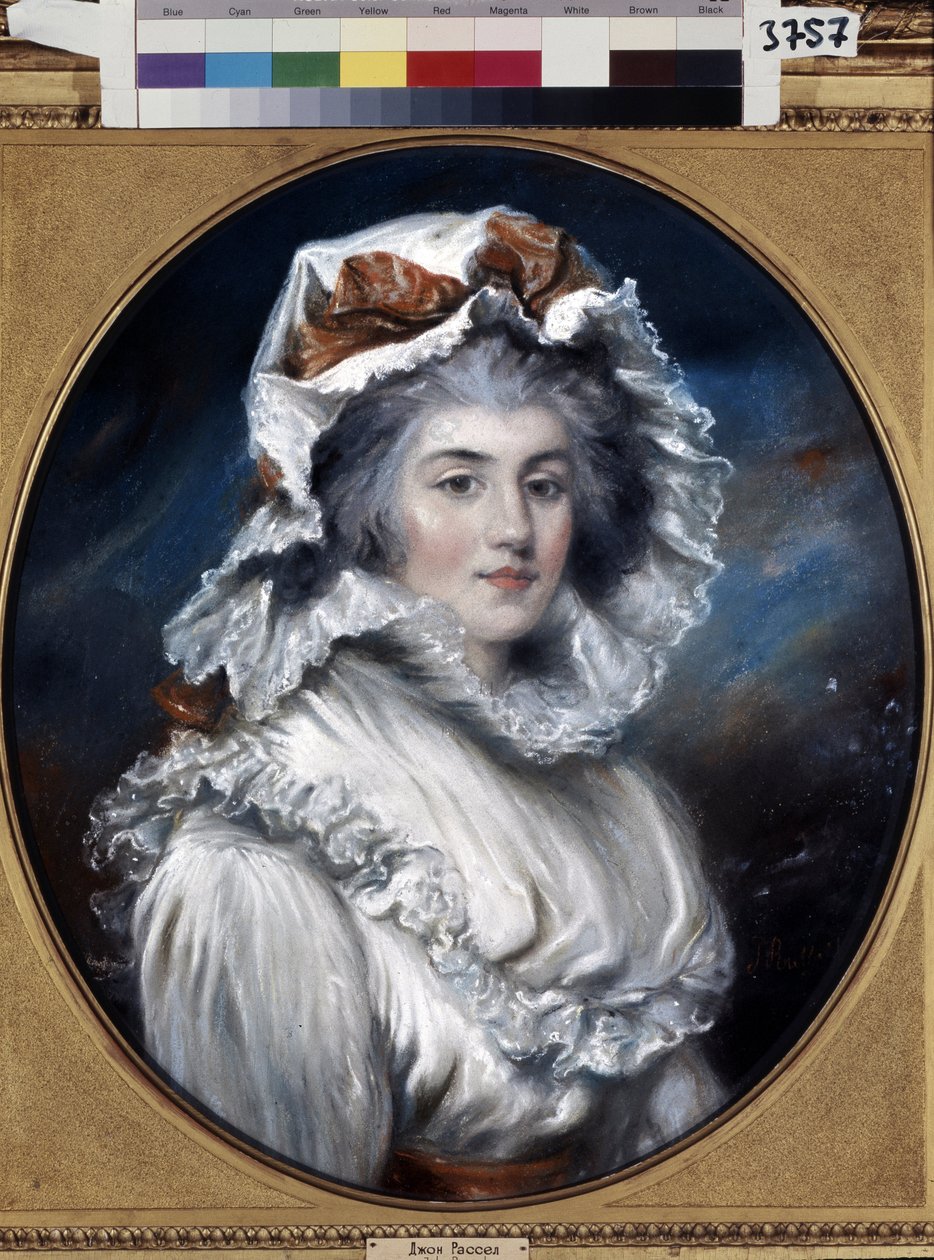 Portrait of a girl in a cap by John Russel