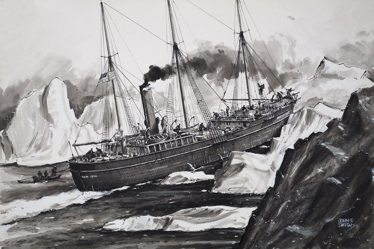 The Roosevelt Smashing Through Ice to Get to the North Pole by John S. Smith