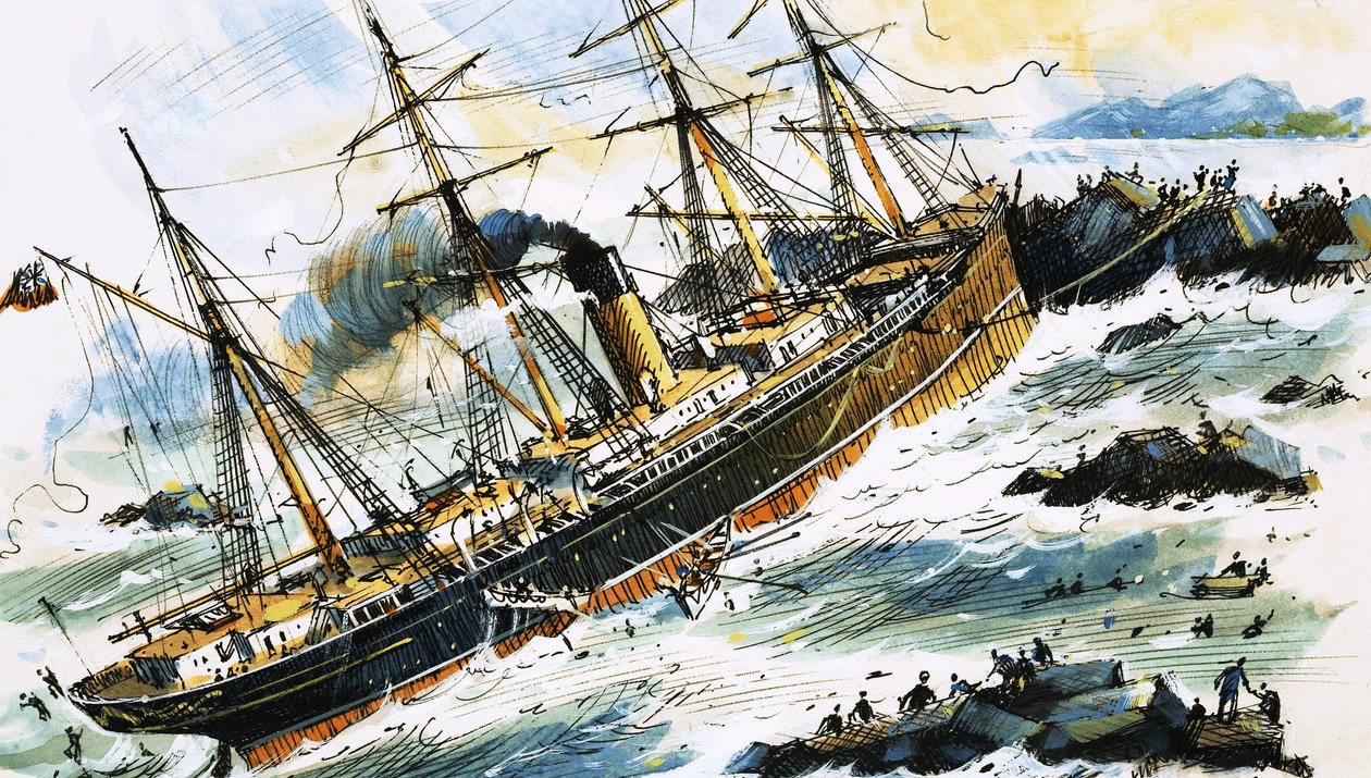 Unidentified Steam Ship Crashes into Rocks by John S. Smith