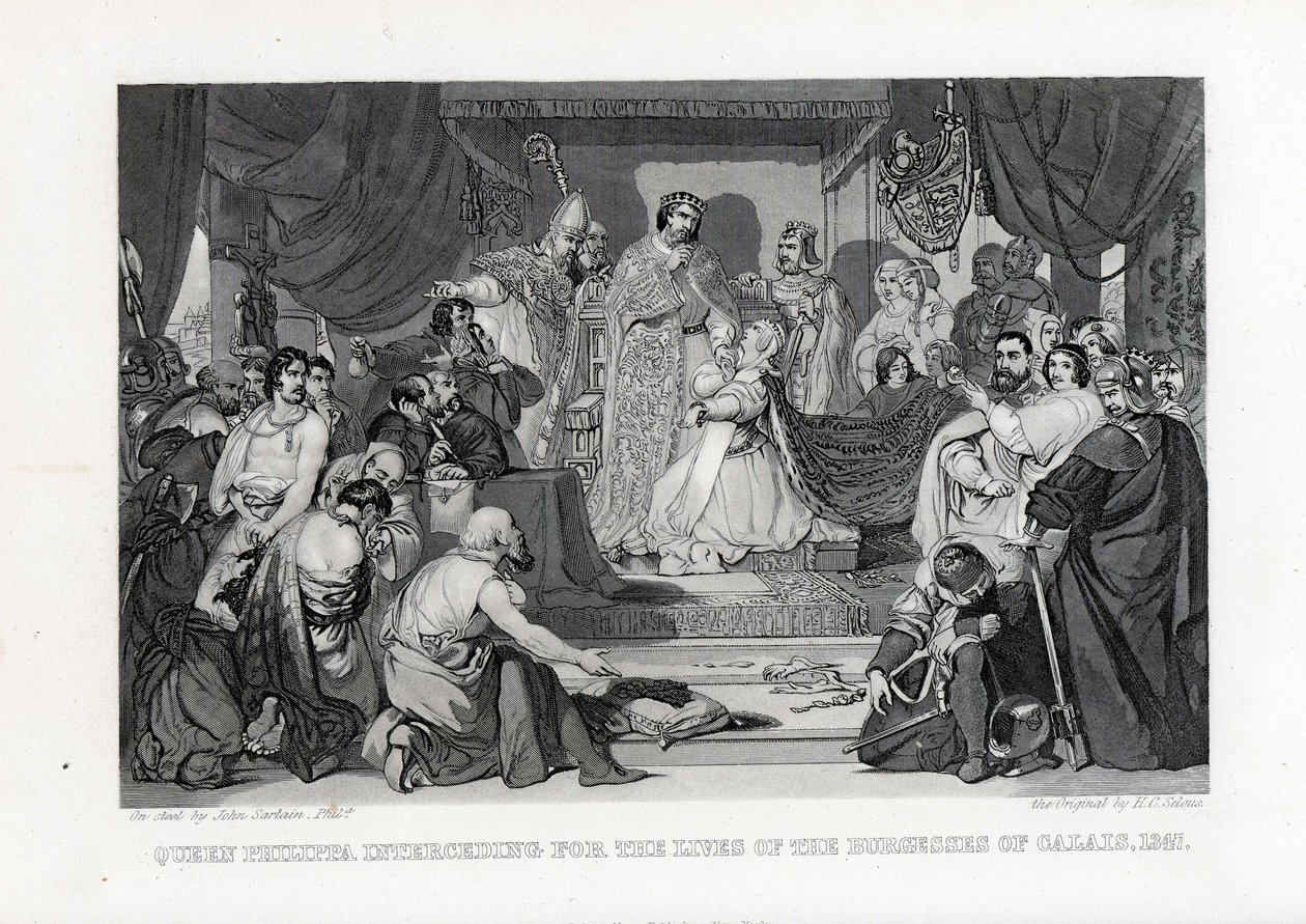 Queen Philippa Interceding for the Lives of the Burghers of Calais, 1347 by John Sartain