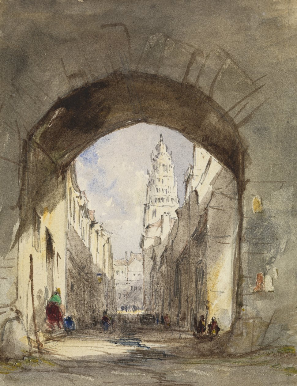 Street Scene in Calais by John Scarlett Davis