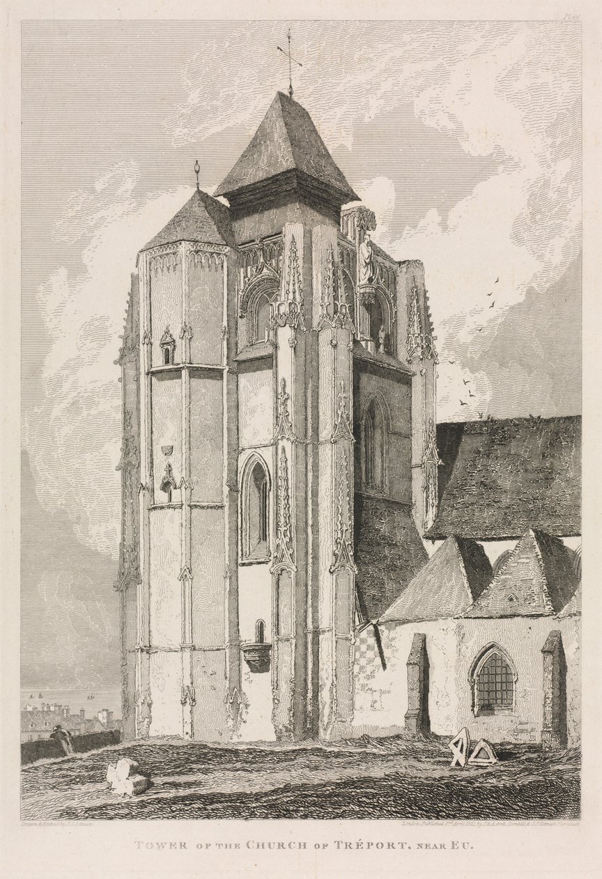 Tower of the Church of Tréport, near Eu by John Sell Cotman