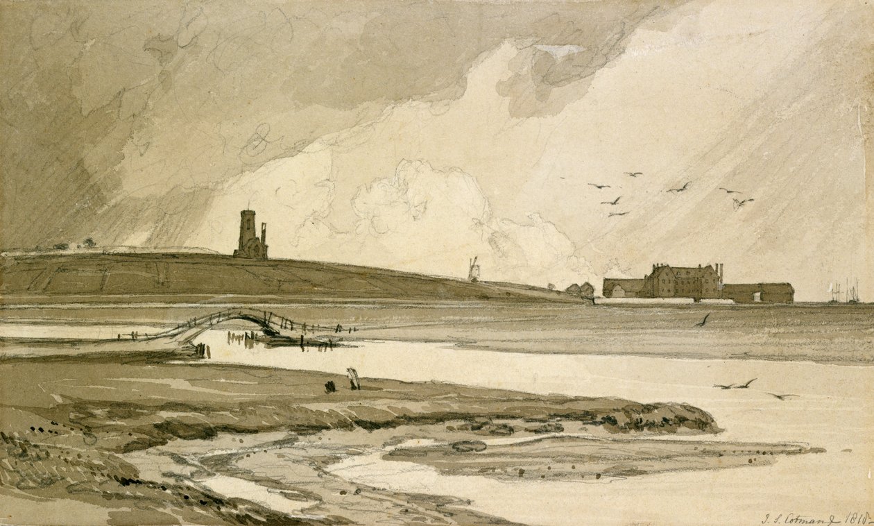 Blakeney Church and Wiveton Hall, 1818 by John Sell Cotman