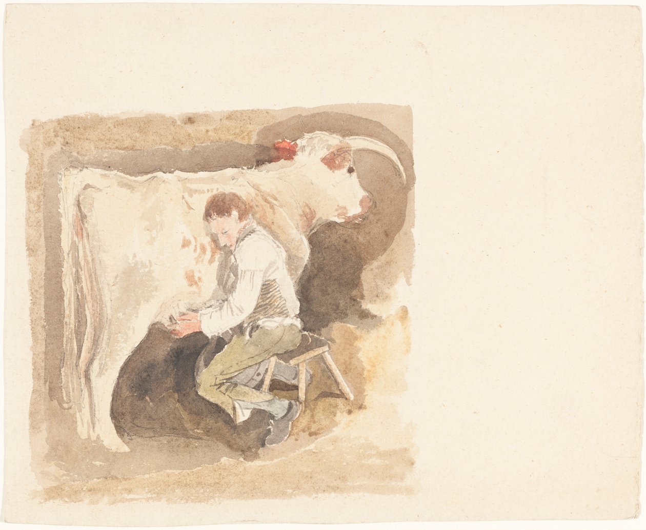 Boy Milking Cow by John Sell Cotman