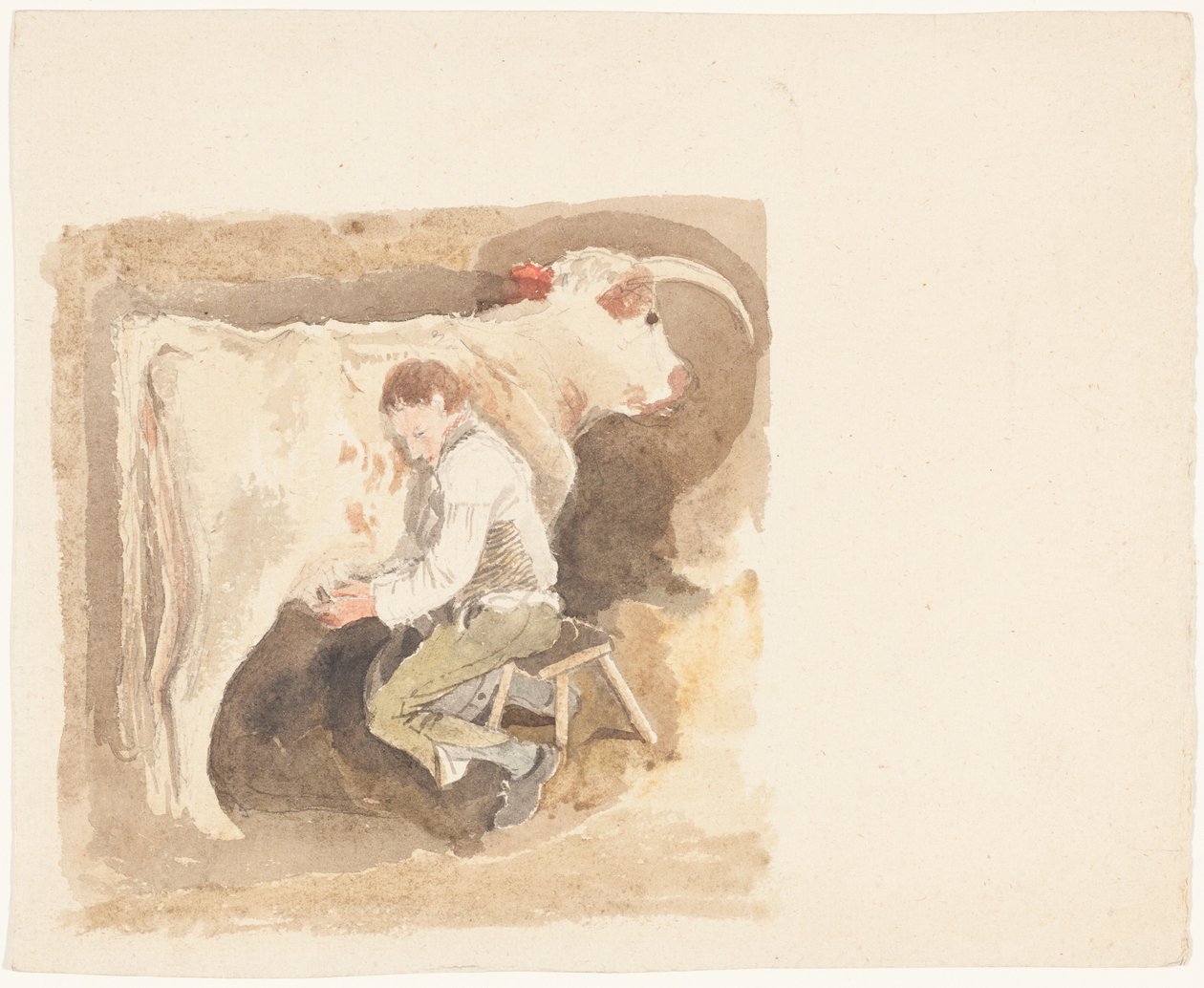 Boy Milking Cow by John Sell Cotman
