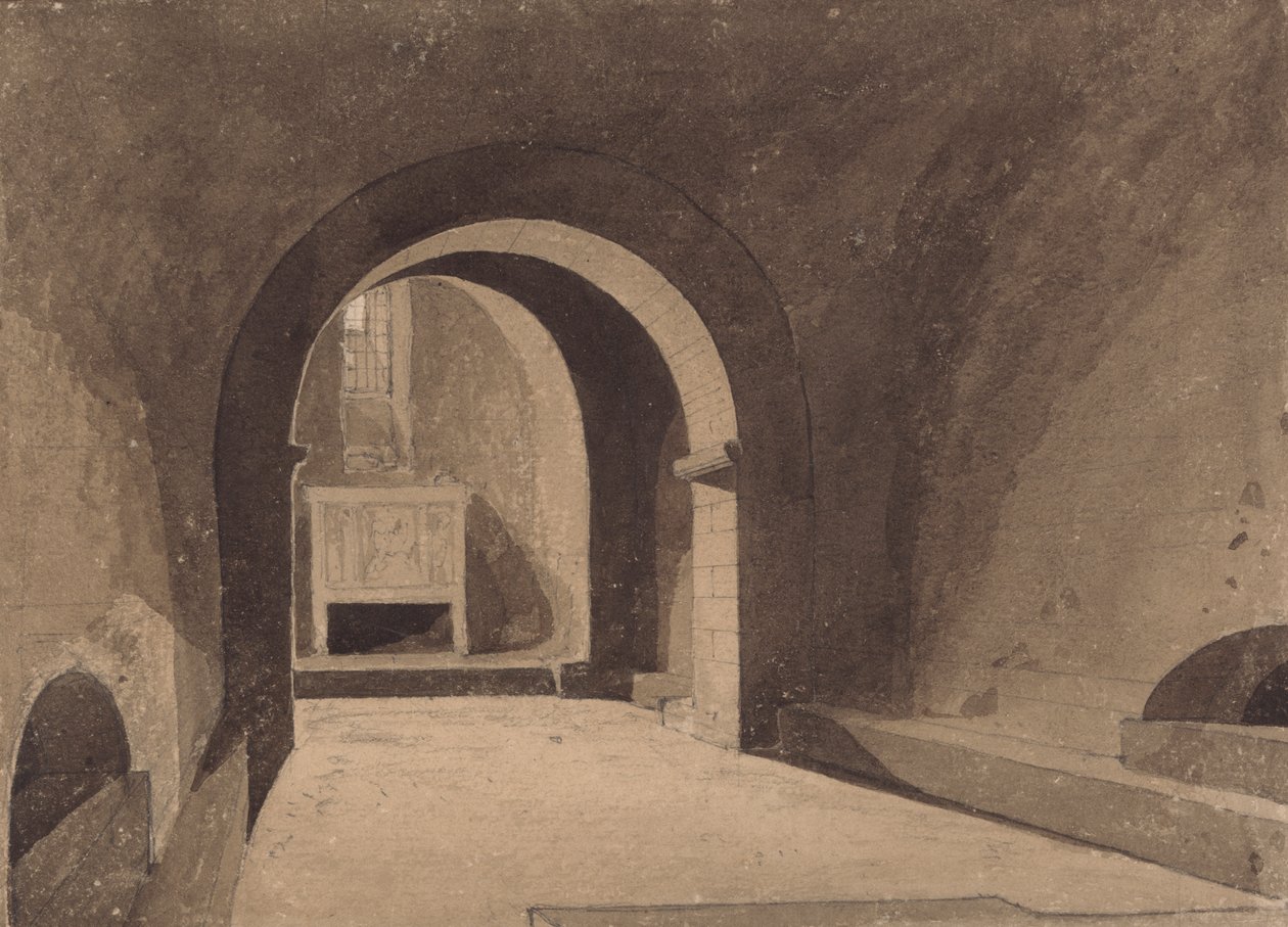Crypt of Saint Gervaise, Rouen, Normandy by John Sell Cotman