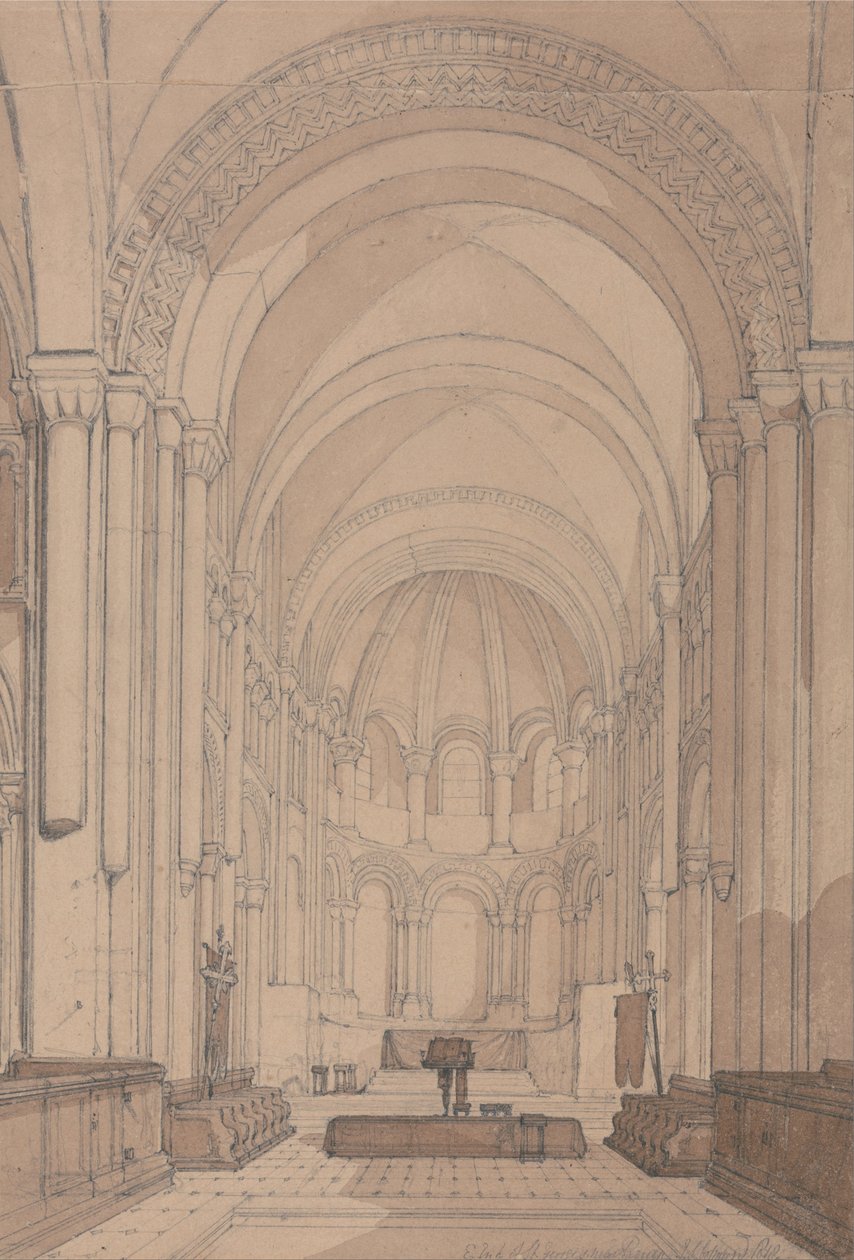 East End of the Abbey Church of Saint-Georges de Boscherville, near Rouen, Normandy by John Sell Cotman