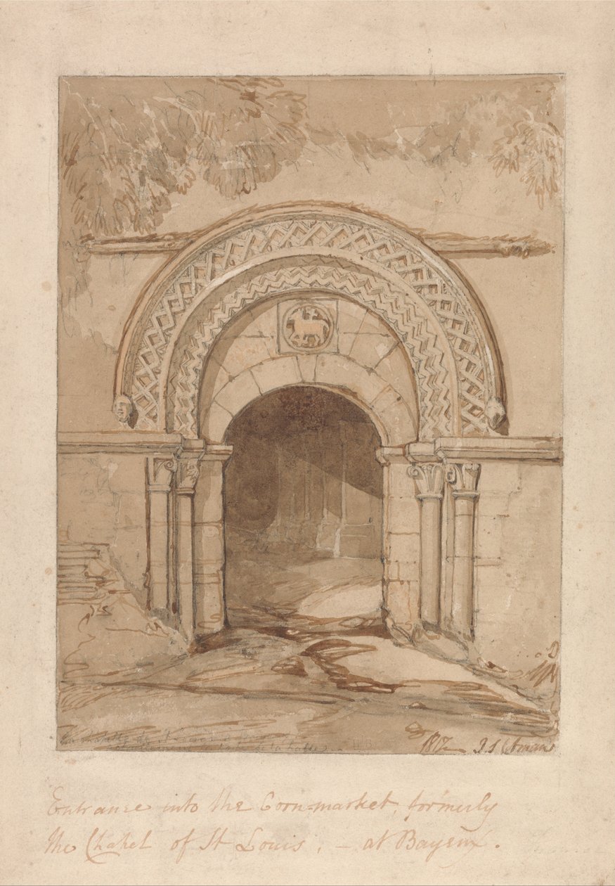 Entrance into the Cornmarket, Formerly the Chapel of St. Louis, at Bayeux by John Sell Cotman