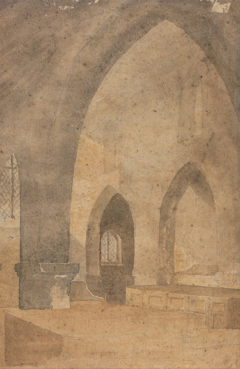 Interior of a Church, Looking West from South Aisle by John Sell Cotman