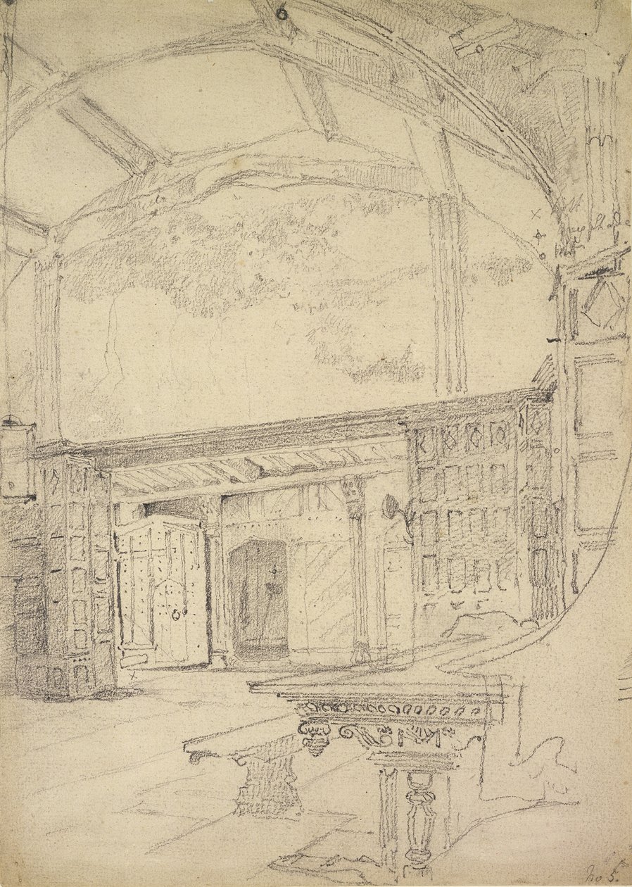 Interior of the Great Hall, Little Moreton Hall, Cheshire by John Sell Cotman