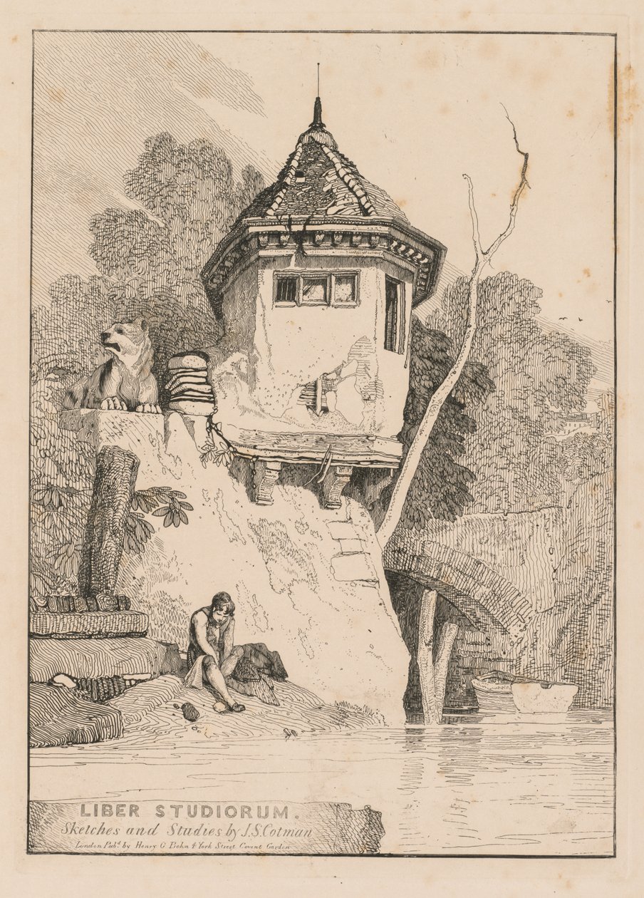 Liber Studiorum; Frontispiece, View of a Garden House on the Banks of the River Yare by John Sell Cotman