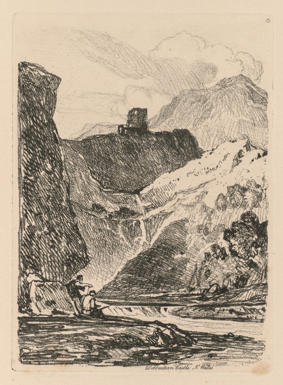 Liber Studiorum: Plate 12, Dolbadern Castle, Llanberris Lake, North Wales, 1838 by John Sell Cotman