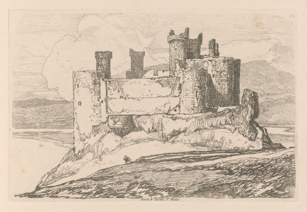 Liber Studiorum: Plate 25, Harlech Castle, N. Wales by John Sell Cotman